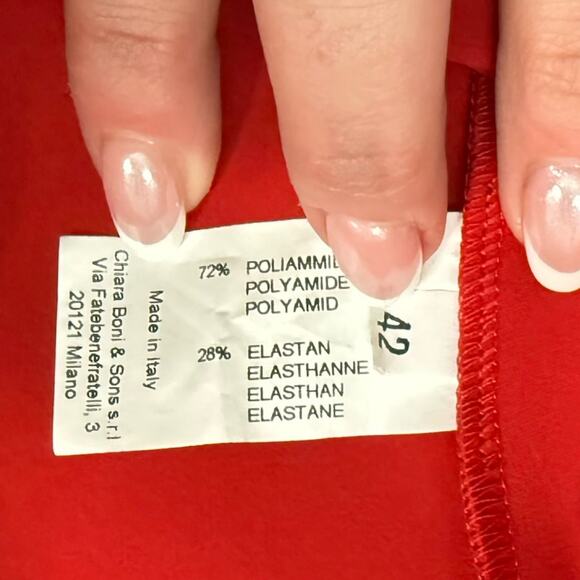 Chiara Boni La Petite Robe Lipstick Red Kate Slit Detail Boatneck Gown sz 42 / 6 - Picture 6 of 16